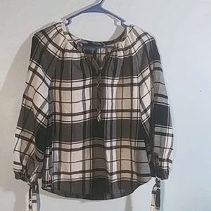Plaid button down blouse